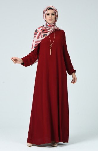 Claret Red Hijab Dress 0023-01