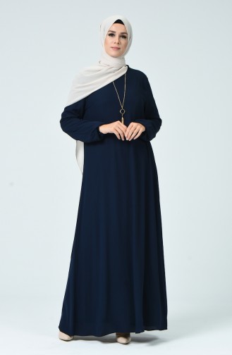 Navy Blue Hijab Dress 0023-02