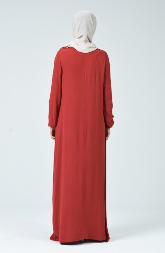Kleid aus Şile-Stoff mit Halskette  0023-04 Dunkel Puder Rosa 0023-04