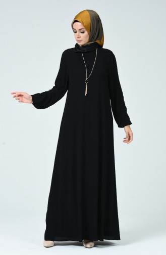 Kleid aus Şile-Stoff mit Halskette 0023-05 Schwarz 0023-05