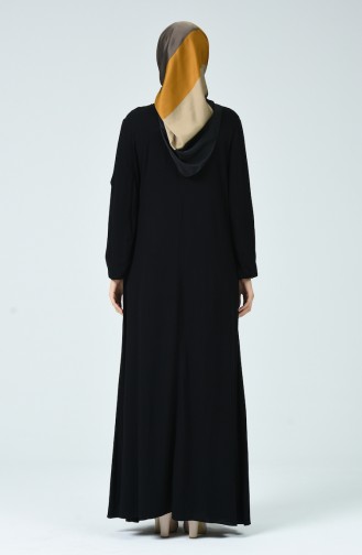 Robe Avec Collier Tissu Şile 0023-05 Noir 0023-05
