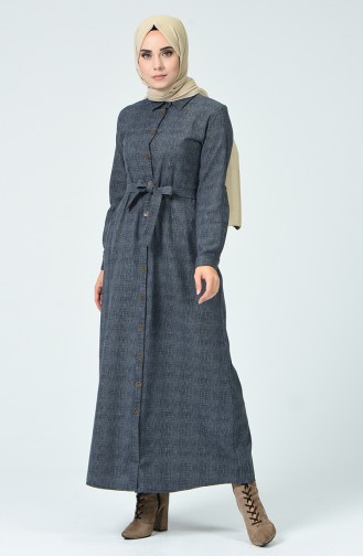 Grau Hijab Kleider 9002-02