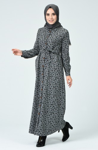 Navy Blue Hijab Dress 9002A-01