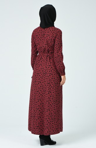 Claret Red Hijab Dress 9002A-02