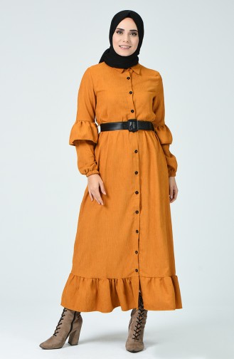 Dark Mustard Hijab Dress 5019-03