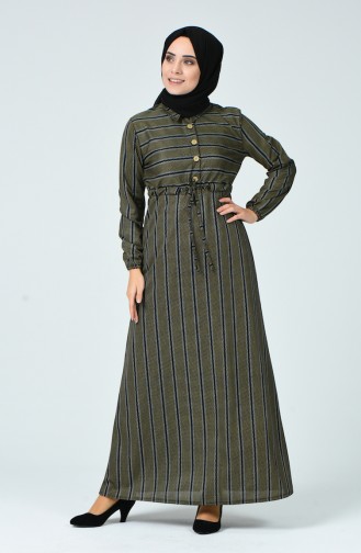Oil Green Hijab Dress 1255-02