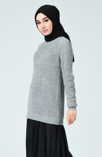 Grau Hijab Kleider 1085-02