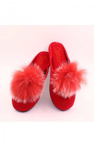 Red Women`s House Slippers 30-09