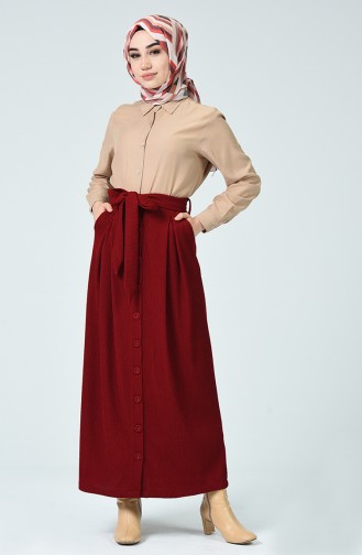 Buttoned Skirt 3110-05 Claret Red 3110-05