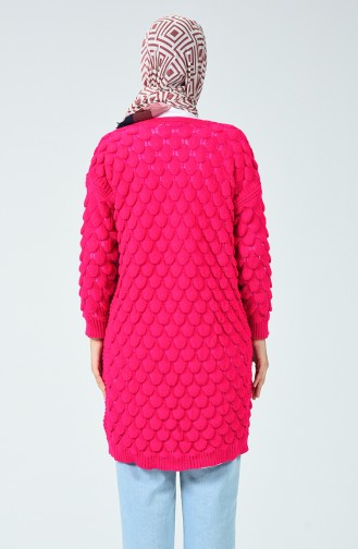 Gilet Tricot a Motifs 2224-02 Fushia 2224-02