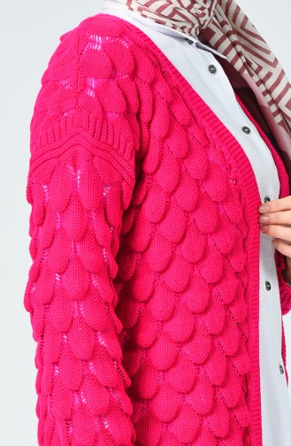 Gilet Tricot a Motifs 2224-02 Fushia 2224-02