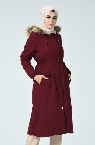 معطف طويل أحمر كلاريت 9021-03
