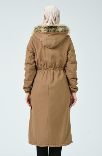 Gabardin Kumaş Uzun Kaban 9021-06 Açık Taba
