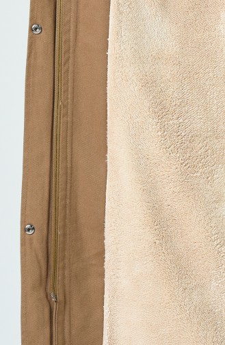 Gabardin Kumaş Uzun Kaban 9021-06 Açık Taba