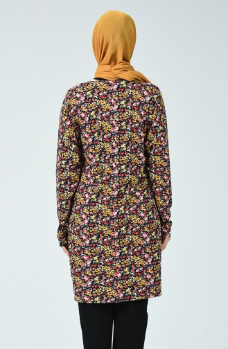 Desenli Tunik 4009-01 Siyah Sarı