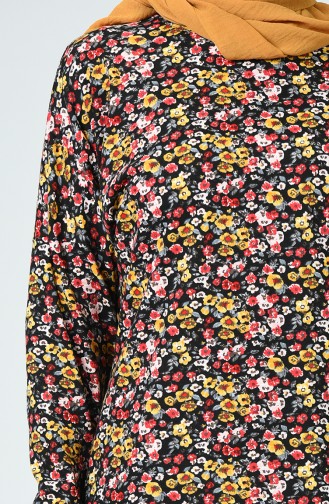 Desenli Tunik 4009-01 Siyah Sarı