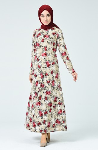 Robe Avec Ceinture 1332-02 Vison Bordeaux 1332-02