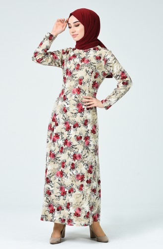 Robe Avec Ceinture 1332-02 Vison Bordeaux 1332-02