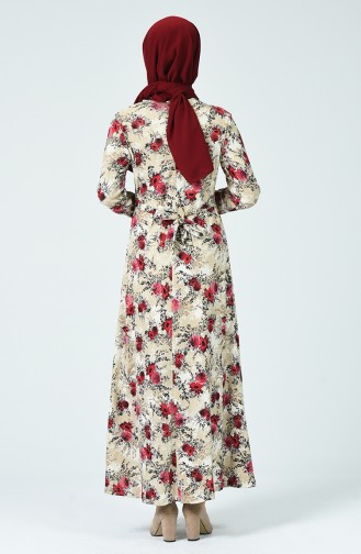 Robe Avec Ceinture 1332-02 Vison Bordeaux 1332-02