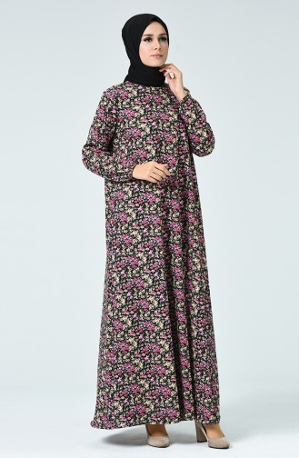 Schwarz Hijab Kleider 1453B-01