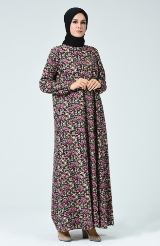 Schwarz Hijab Kleider 1453B-01