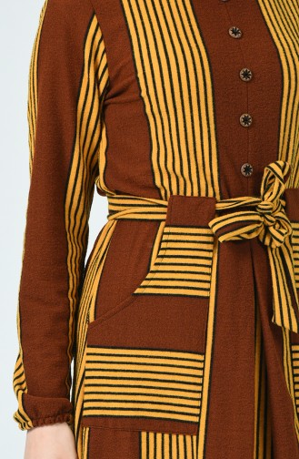 A Pleat Winter Dress Brown 1216-04