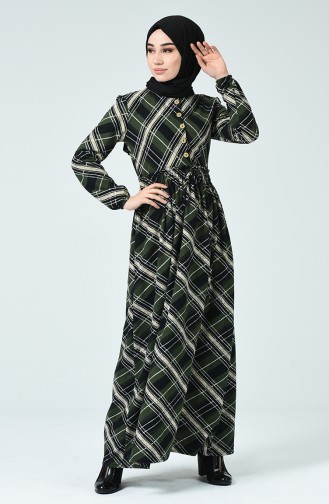 Khaki Hijab Dress 1251-03