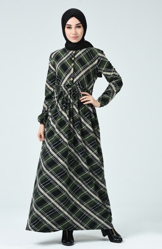 Khaki Hijab Dress 1251-03