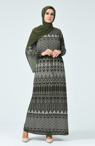 Khaki Hijab Kleider 3116-01