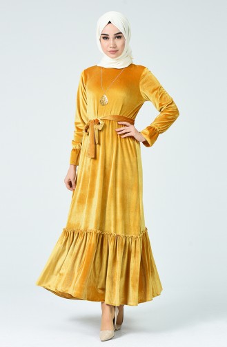 Light Mustard Hijab Dress 5053-07