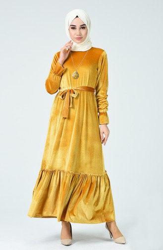 Light Mustard Hijab Dress 5053-07