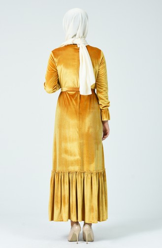 Light Mustard Hijab Dress 5053-07