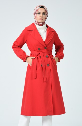 Trench Coat a Boutons 1260-11 Rouge 1260-11