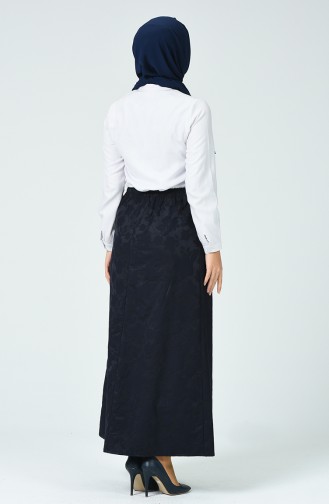 Patterned Skirt Navy Blue 1186ETK-01