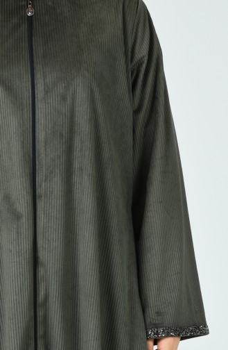 Abaya Velours Grande Taille 0025-01 Khaki 0025-01