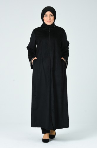 Grosse Grösse Abaya aus Samt  0025-03 Schwarz 0025-03