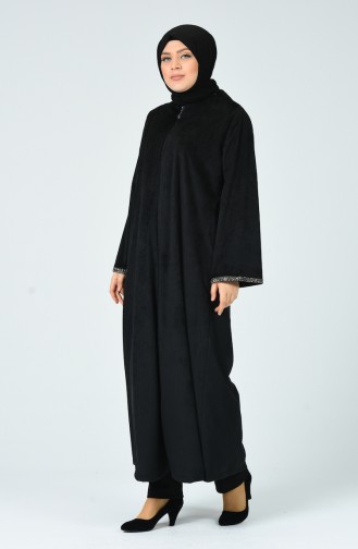 Abaya Velours Grande Taille 0025-03 Noir 0025-03