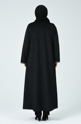 Grosse Grösse Abaya aus Samt  0025-03 Schwarz 0025-03