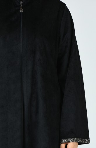 Grosse Grösse Abaya aus Samt  0025-03 Schwarz 0025-03