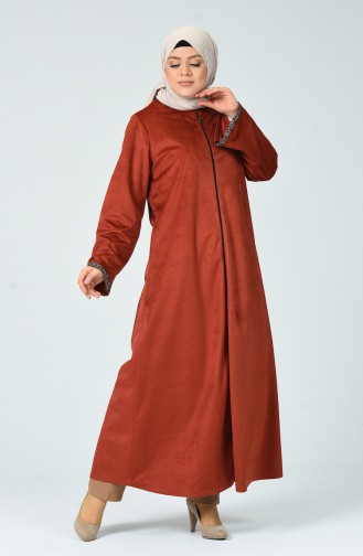 Grosse Grösse Abaya aus Samt  0025-04 Ziegelrot 0025-04