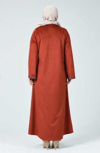 Grosse Grösse Abaya aus Samt  0025-04 Ziegelrot 0025-04