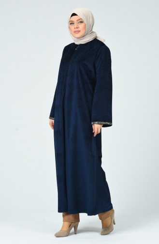 Abaya Velours Grande Taille 0025-05 Bleu marine 0025-05