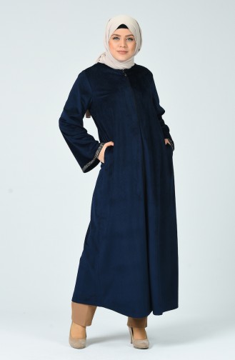 Abaya Velours Grande Taille 0025-05 Bleu marine 0025-05