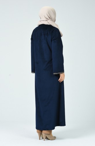 Abaya Velours Grande Taille 0025-05 Bleu marine 0025-05