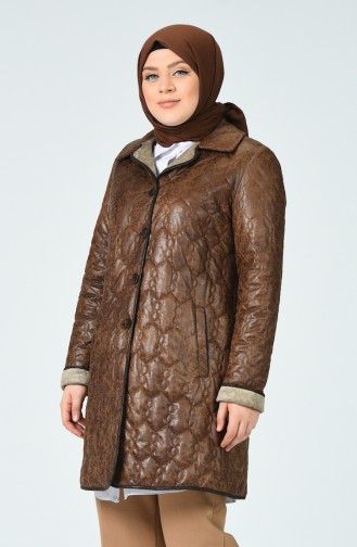 Plus Size quilted Short Coat 2234-01 Brown 2234-01