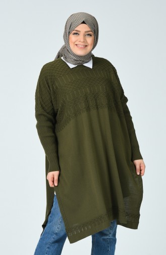 Poncho Tricot à Manches Chauve-Souris 4126-01 Khaki 4126-01