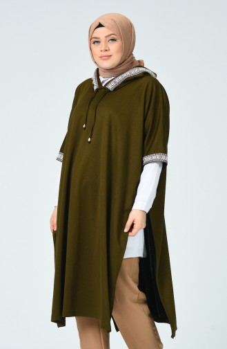 Poncho Détail Rayures 1553-01 Khaki 1553-01