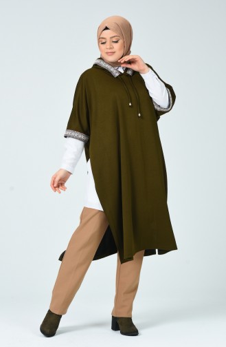 Poncho Détail Rayures 1553-01 Khaki 1553-01