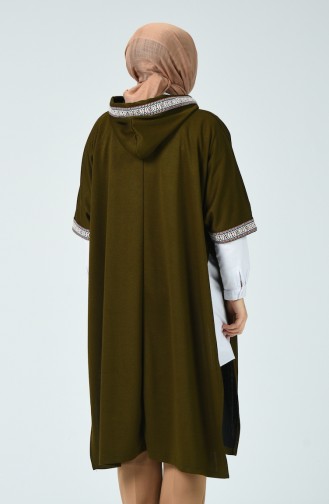 Poncho Détail Rayures 1553-01 Khaki 1553-01