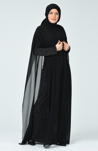 Black Hijab Evening Dress 6287-04